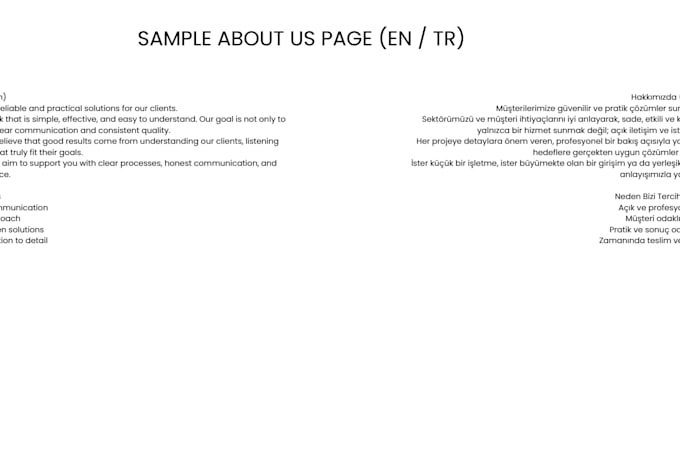 write a professional about us or services page for your website